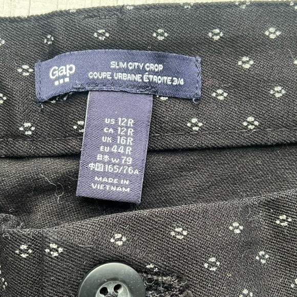 Gap Women's Pants 12R Navy Slim City Crop Ankle Mid Rise Tapered Navy Polka Dot - Picture 5 of 5